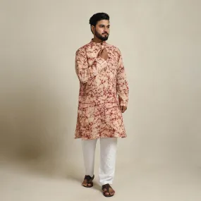 Pure Cotton Men Long Batik Print Kurta 06