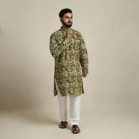 Pure Cotton Men Long Batik Print Kurta 07