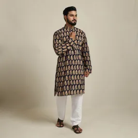 Pure Cotton Men Long Batik Print Kurta 08