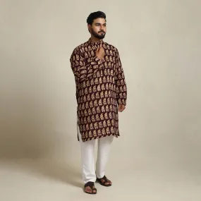 Pure Cotton Men Long Batik Print Kurta 09