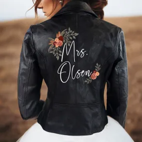 (Real Leather) Embroidered Leather Jacket