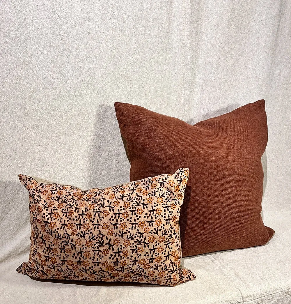 Saffron Linen Feather   Down Pillow