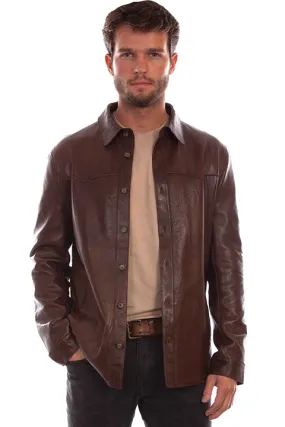 Scully  CHOCOLATE- Leather shirt jacket