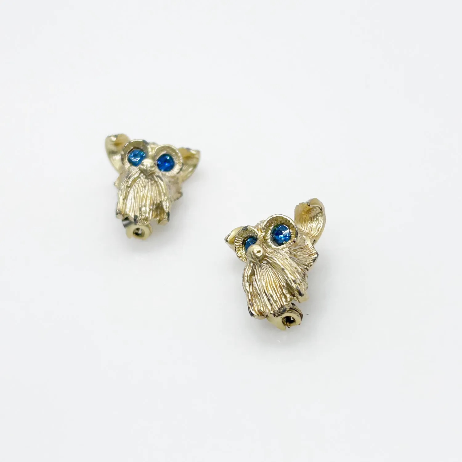 Set of Two Majestic Vintage Dog Face Pins with Blue Eyes