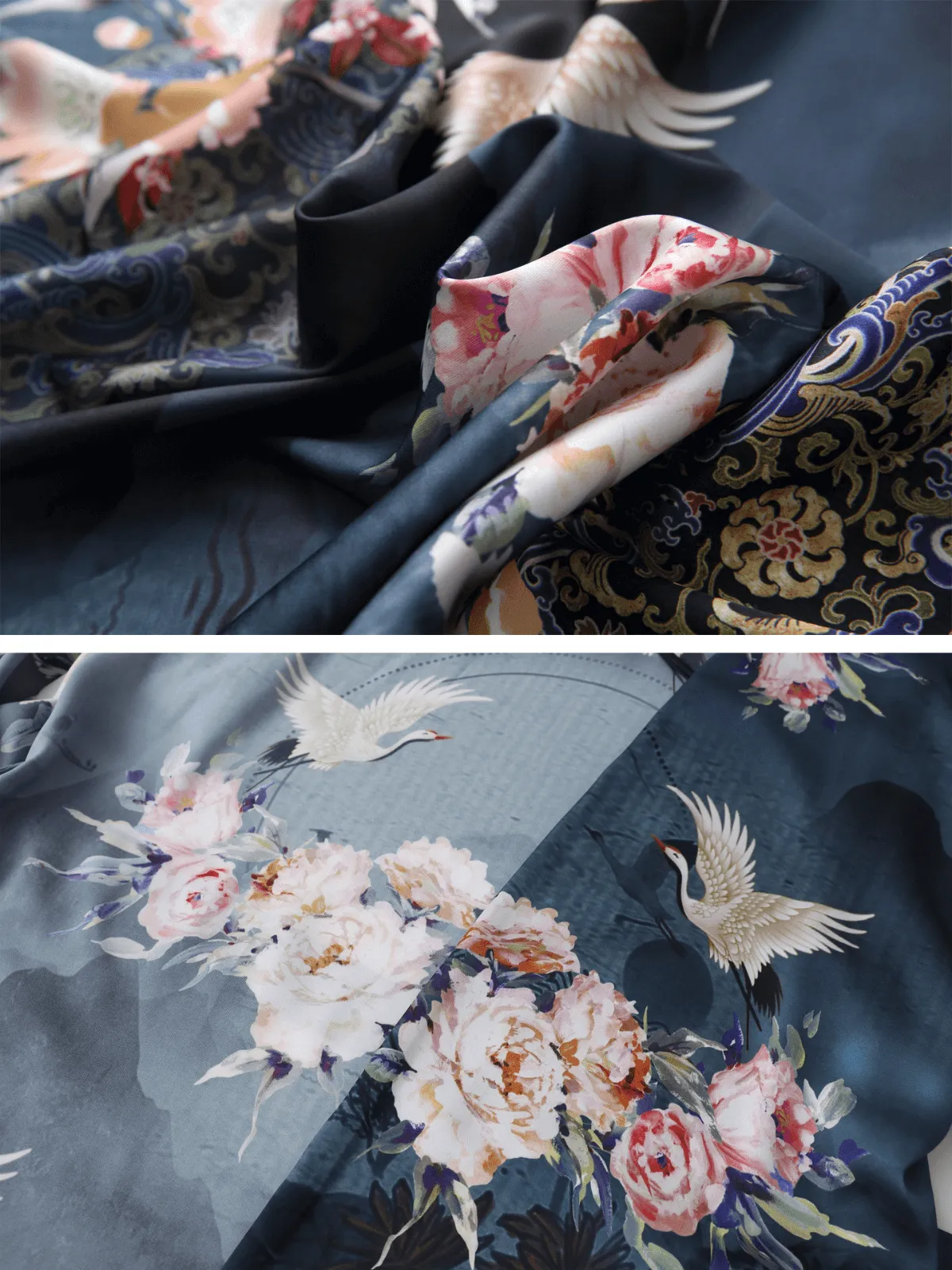 Short Kimono Robe Crane