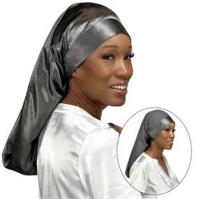 Silk Long Hair Reversible Bonnet - Gunmetal