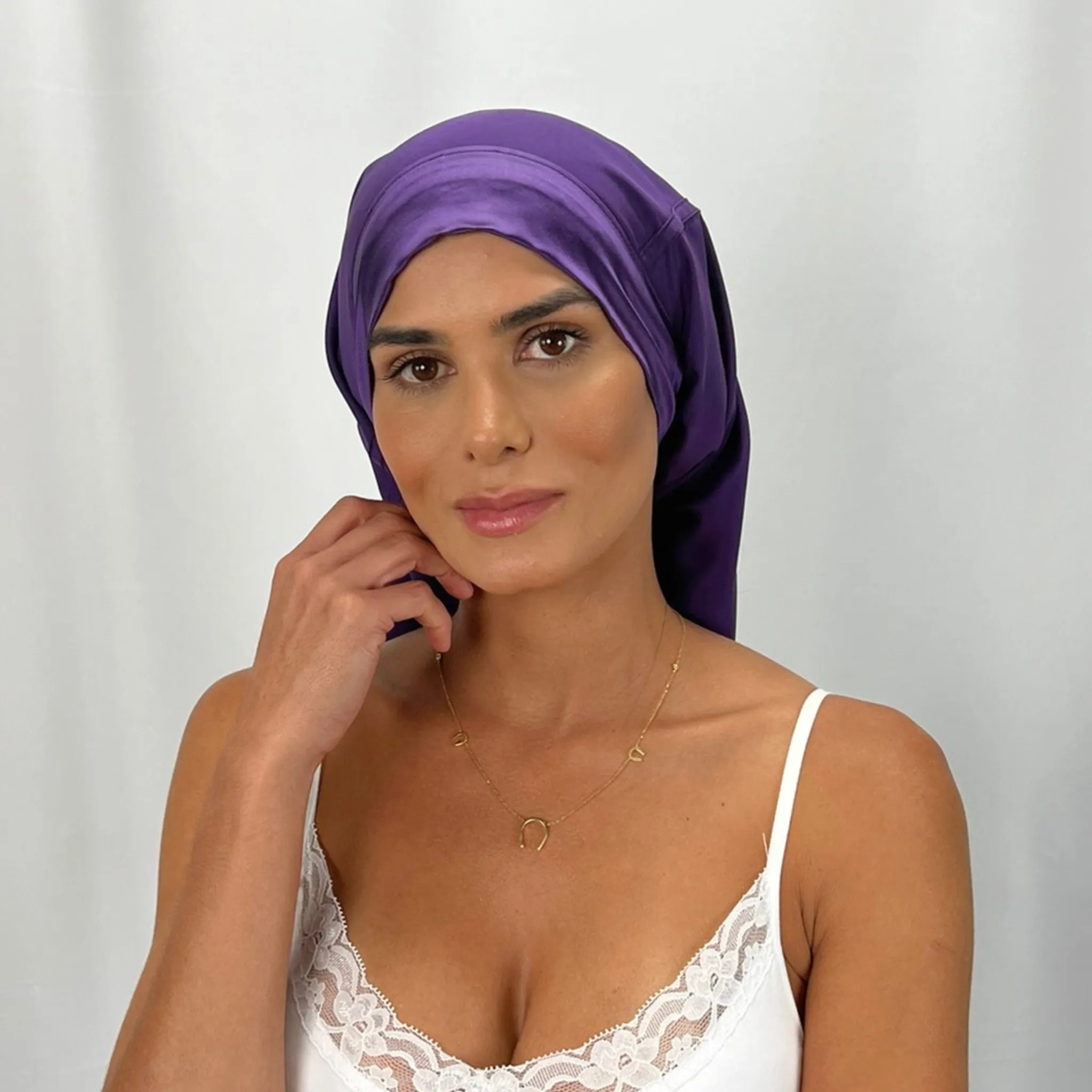 Silk Long Hair Reversible Bonnet - Plum