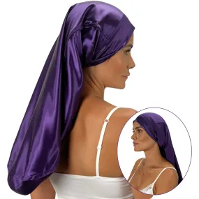 Silk Long Hair Reversible Bonnet - Plum