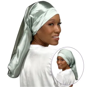 Silk Long Hair Reversible Bonnet - Sage