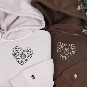 Snowflake Heart Matching Couple Hoodies - Custom Embroidered Sweatshirts For Couples