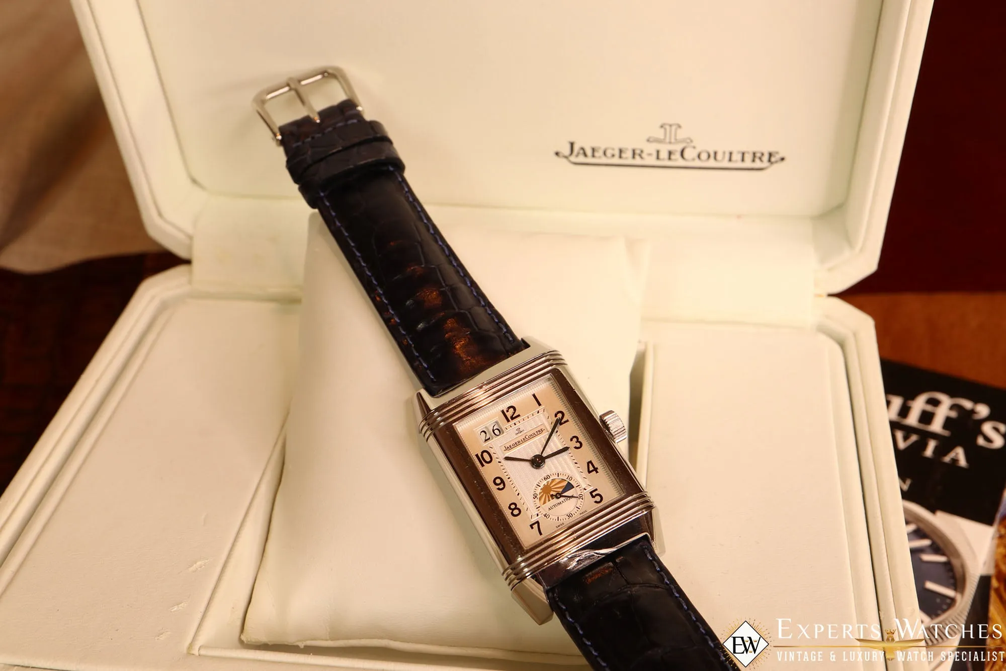 SOLD!!!  Jaeger LeCoultre Reverso Grande Automatic Dual Time GMT Day Night Q3038420 Watch