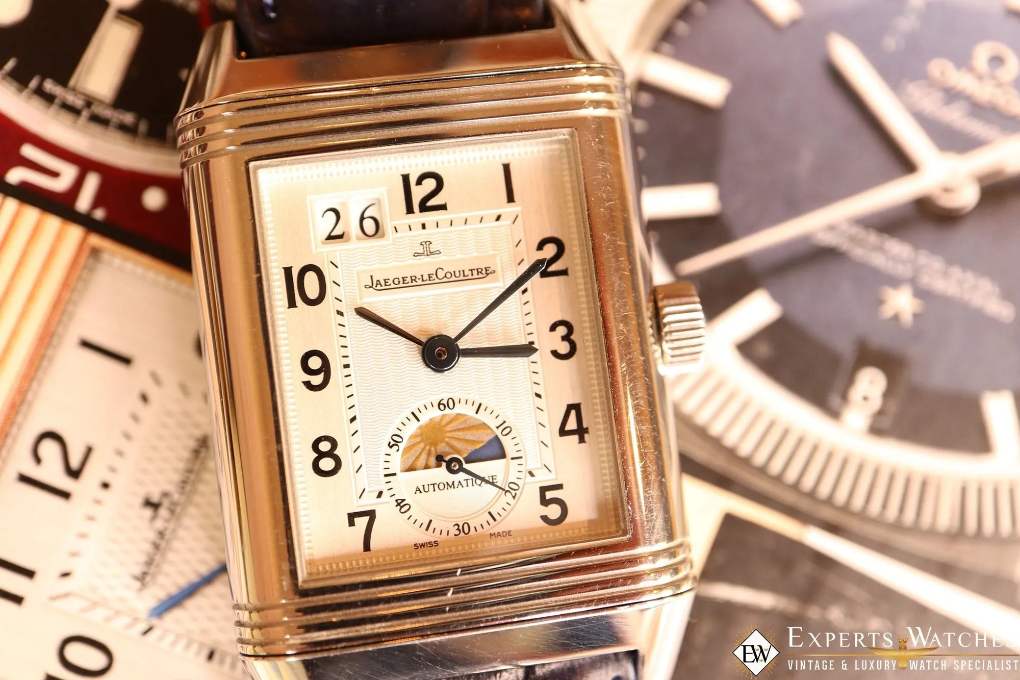 SOLD!!!  Jaeger LeCoultre Reverso Grande Automatic Dual Time GMT Day Night Q3038420 Watch