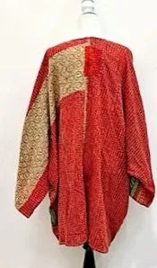 Solutions Open Kimono Jacket Provides Versatility (Red Stripe)