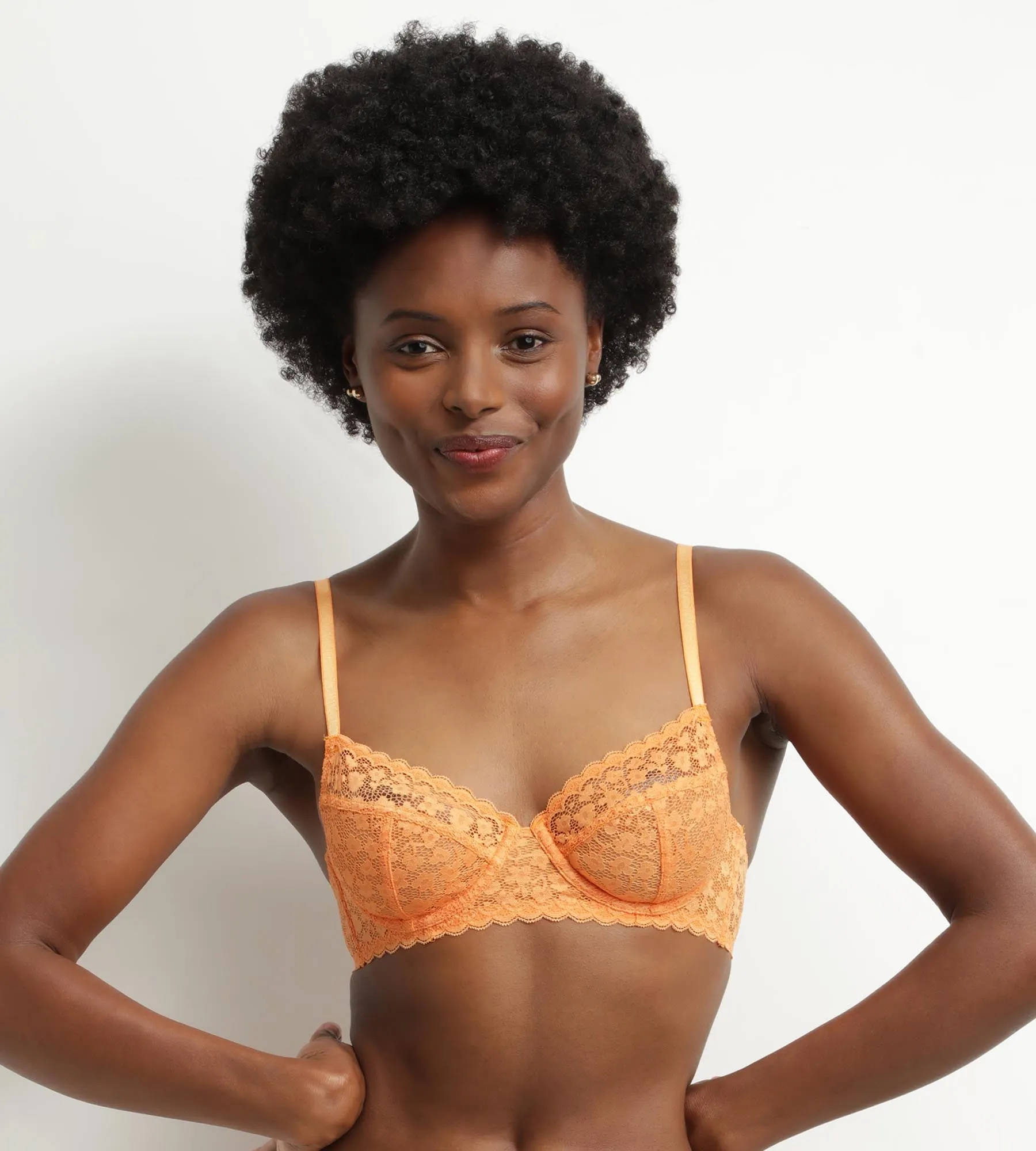 Soutien-gorge femme à armatures en dentelle florale Orange Daisy lace