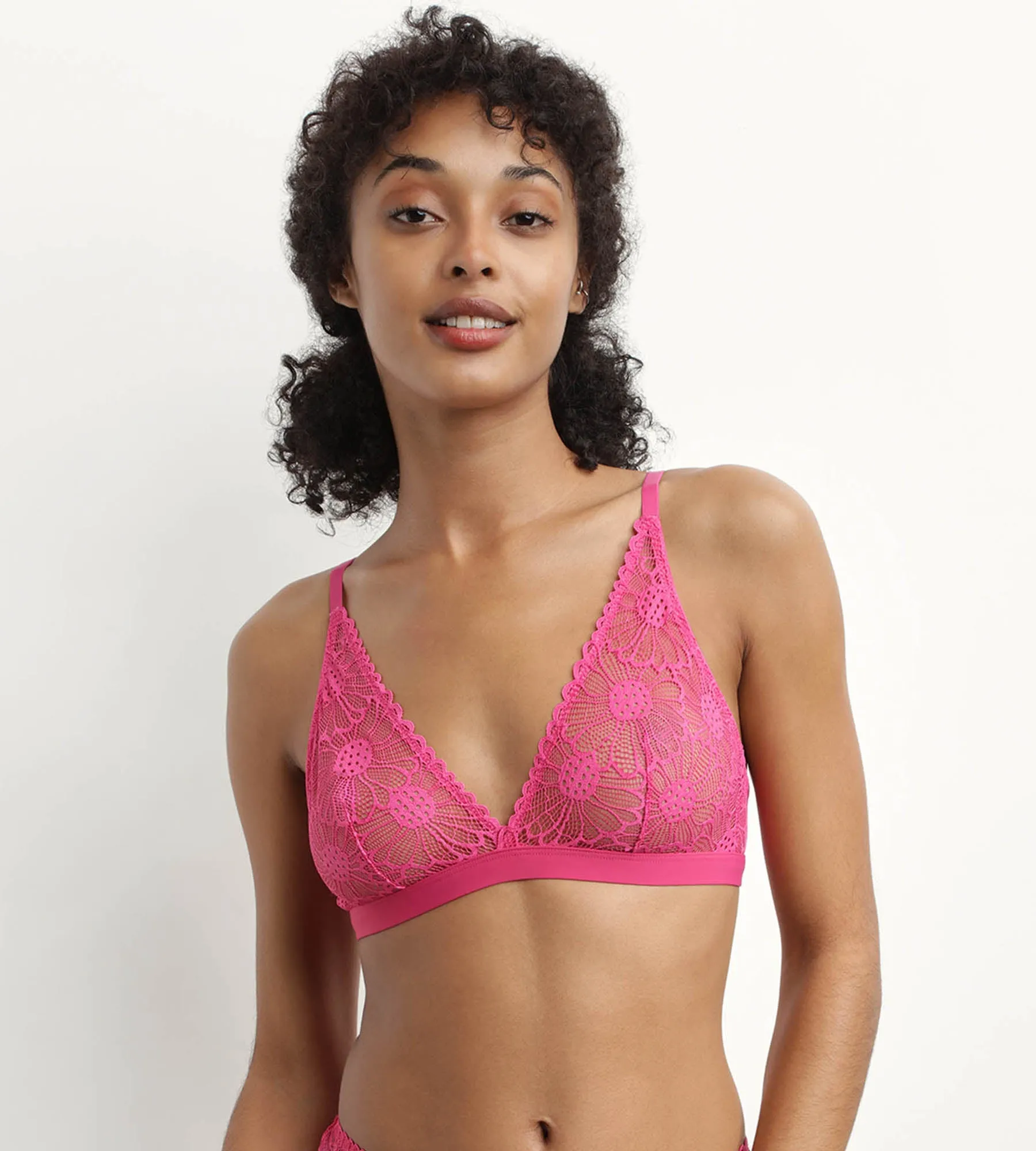 Soutien-gorge triangle en tulle et dentelle Fuchsia Fais-Moi Une Fleur