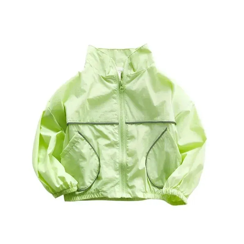 Summer Girls Boys Lightweight Full Zip Sun-Protective Jackets with Reflective Strips Kids Track Coats Child Outfit Tops 1-10 Yr