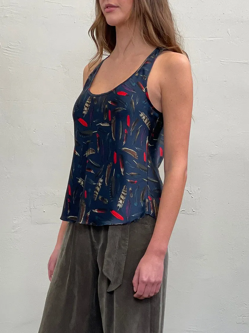 Tate Tank in Silk - Navy Feather *Final Sale*