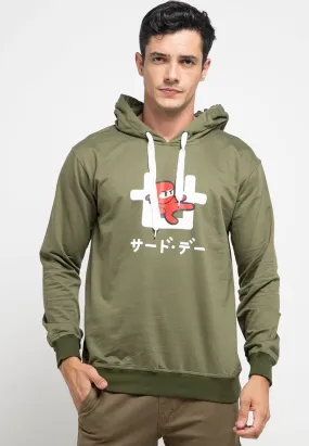 Td Friends MO200 Thirdday hoodies casual pria ninja kick logo hijau army