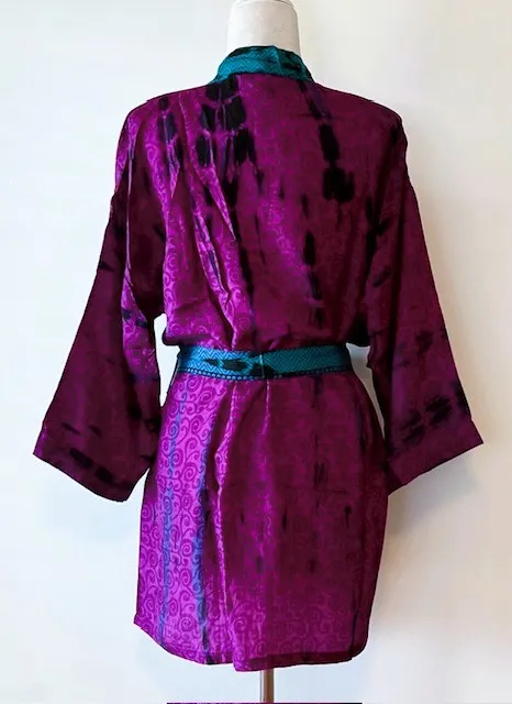 The Accessory In Demand, A Short Silk Kimono Jacket.  A Beauty In Purple