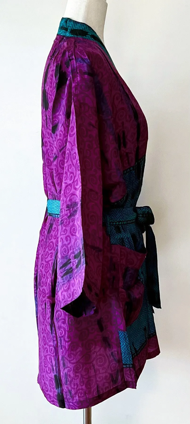 The Accessory In Demand, A Short Silk Kimono Jacket.  A Beauty In Purple