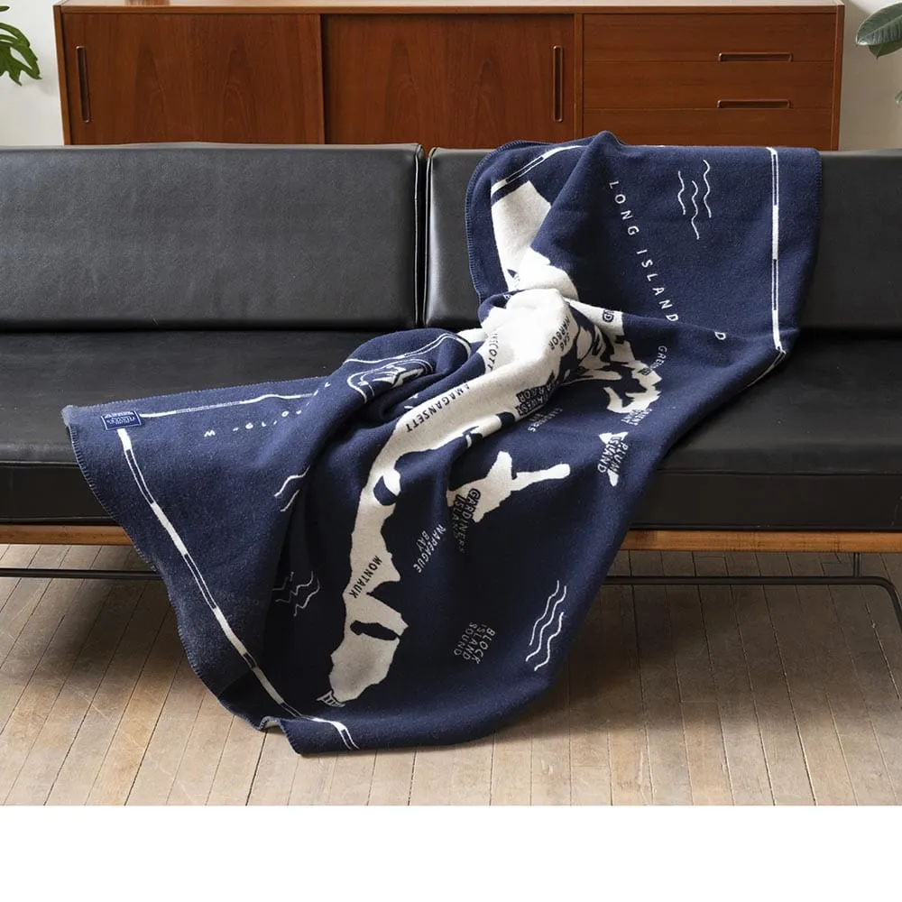 The Hamptons Map Wool Throw Blanket