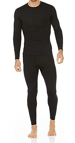 Thermajohn 2 Pack Thermal Underwear for Men Size L V-Neck & Crew Neck Black