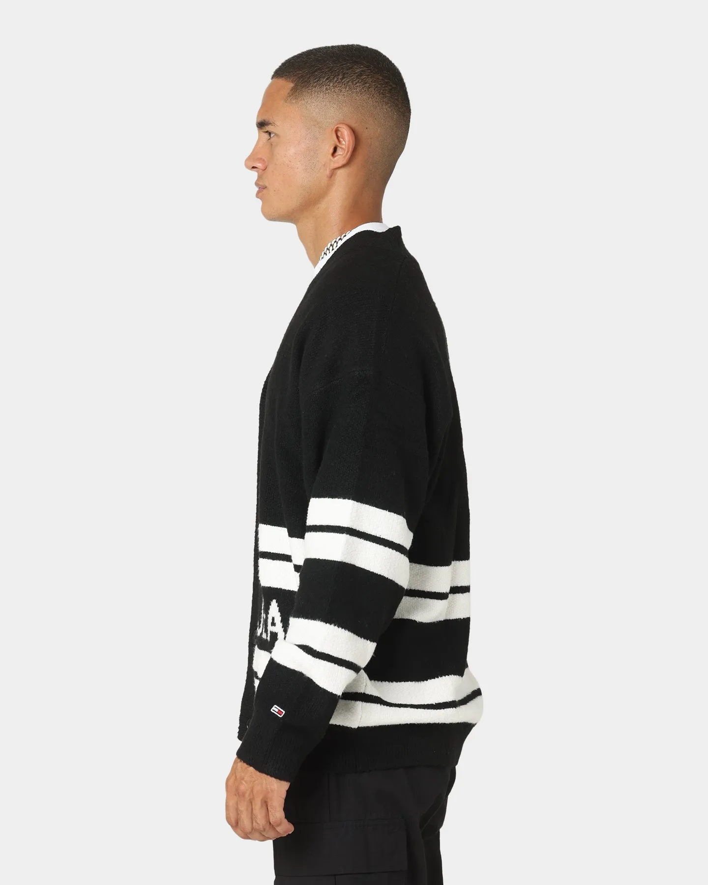 Tommy Jeans Stripe Graphic Cardigan Black