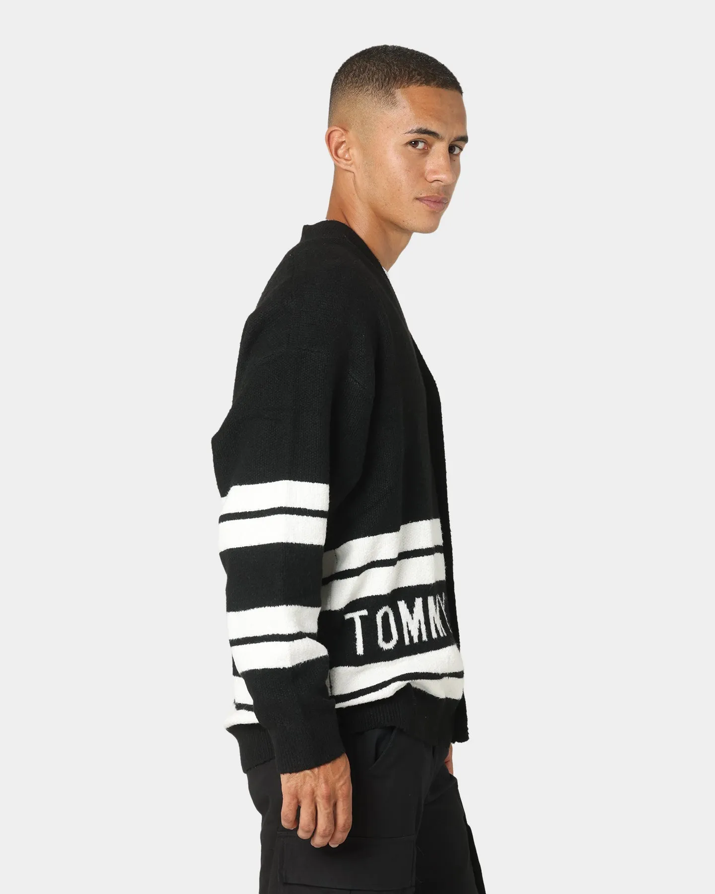 Tommy Jeans Stripe Graphic Cardigan Black