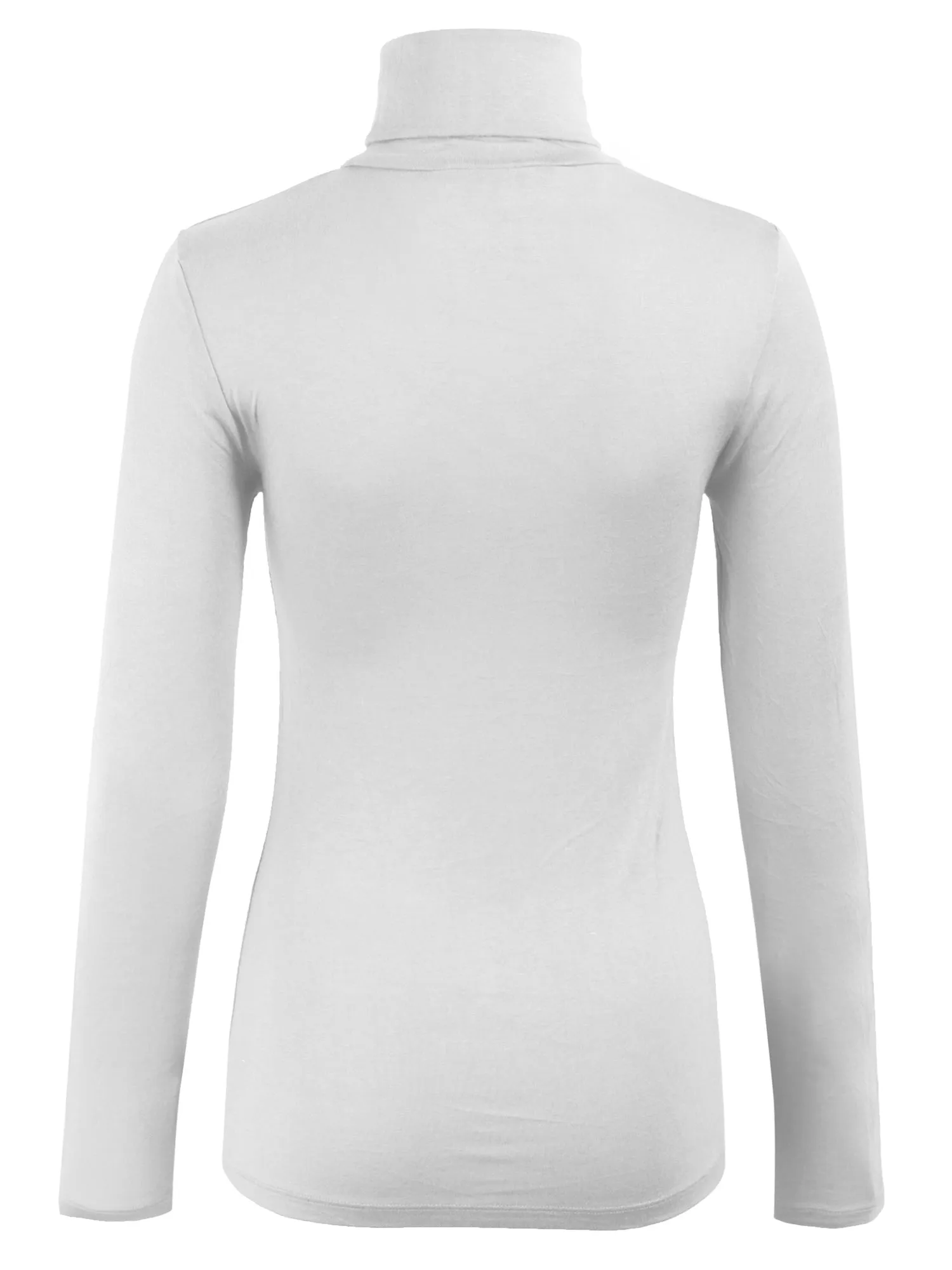 Turtleneck Long Sleeve Basic Solid Fitted Shirt with Stretch (95% Rayon/5% Spandex)