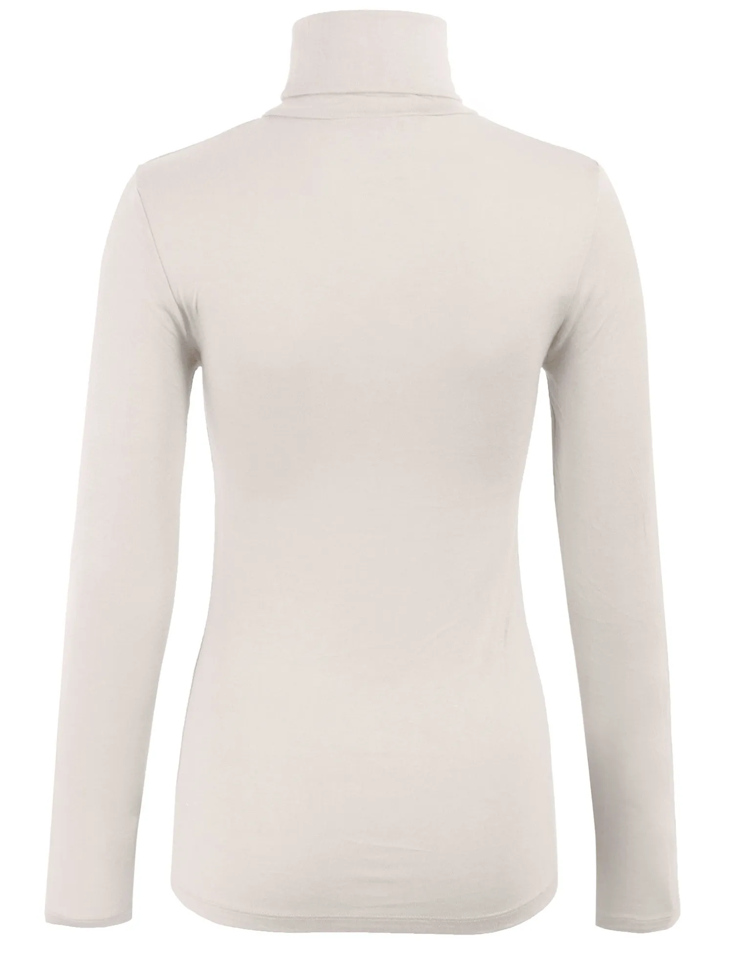 Turtleneck Long Sleeve Basic Solid Fitted Shirt with Stretch (95% Rayon/5% Spandex)