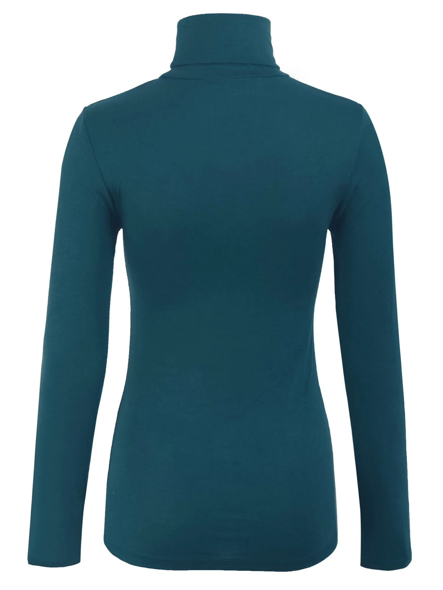 Turtleneck Long Sleeve Basic Solid Fitted Shirt with Stretch (95% Rayon/5% Spandex)