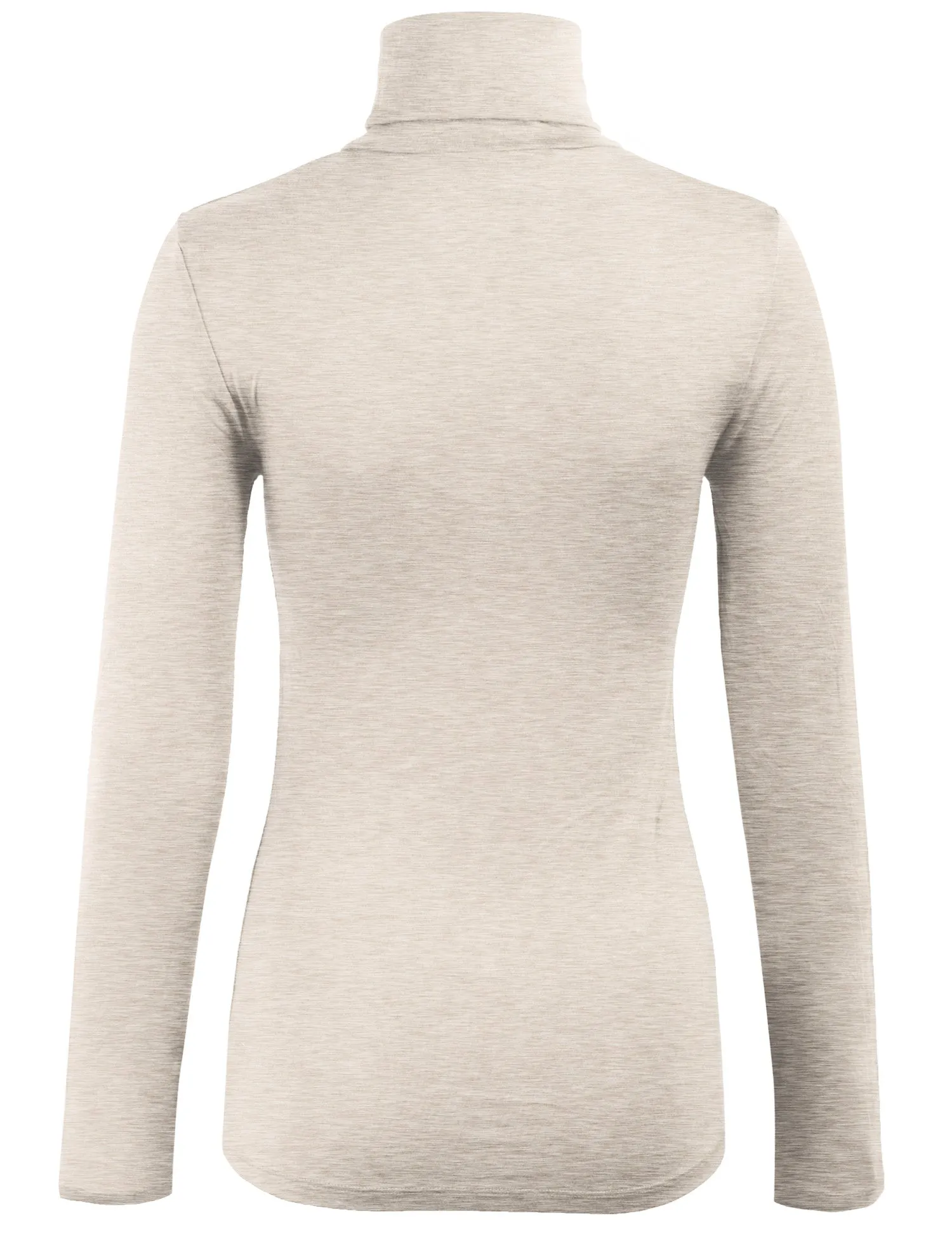 Turtleneck Long Sleeve Basic Solid Fitted Shirt with Stretch (95% Rayon/5% Spandex)