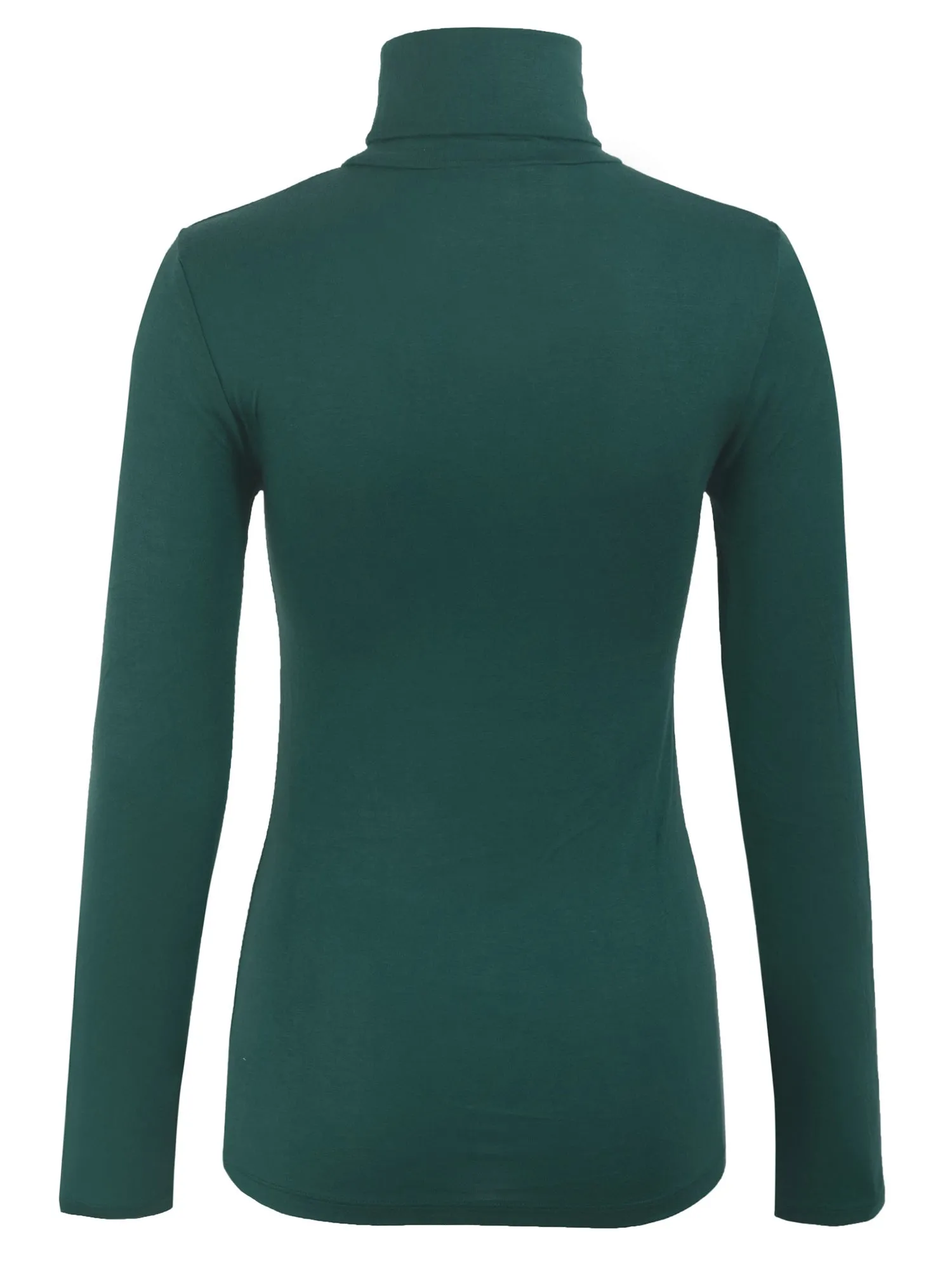 Turtleneck Long Sleeve Basic Solid Fitted Shirt with Stretch (95% Rayon/5% Spandex)