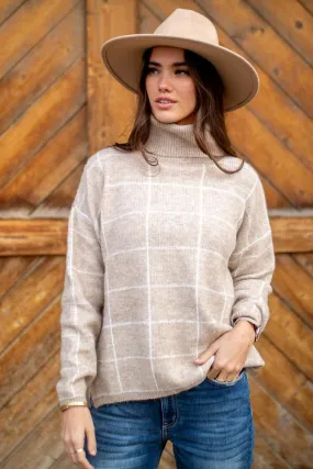 Turtleneck Windowpane Sweater