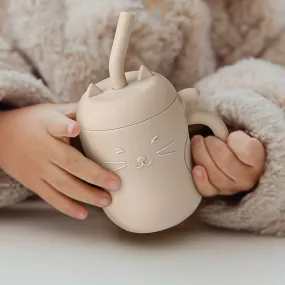 TYRY.HU Cute Kawaii Cat Learning Cup - Leak-Proof, BPA-Free, Includes Cute Stopper & Straw - Perfect for Baby's First Feedings!