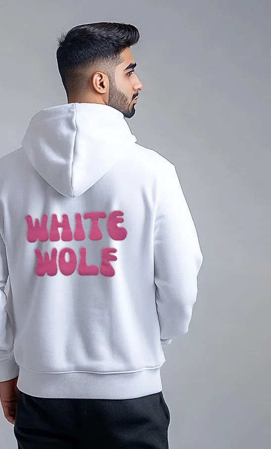 Unisex White Wolf Premium Fleece- Hoodie (White)