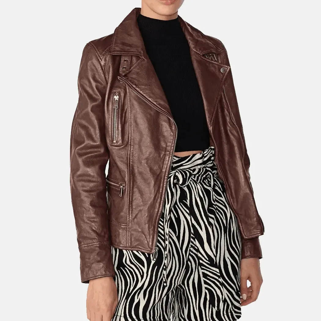 Vanessa Leather Moto Jacket Women