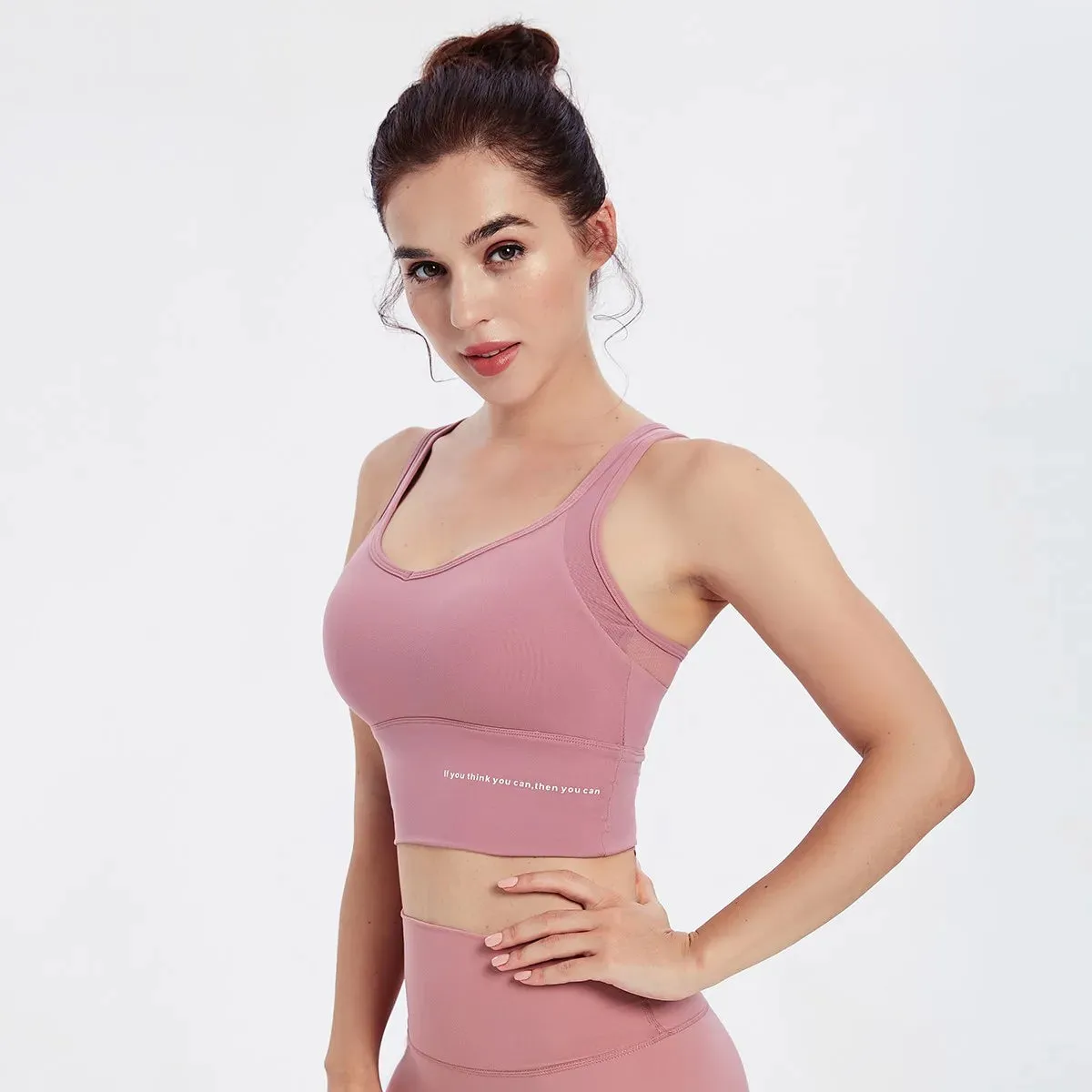 Vansydical Women Padded Yoga Tank Top - Push Up Running Mesh Fitness Underwear Sports Bra