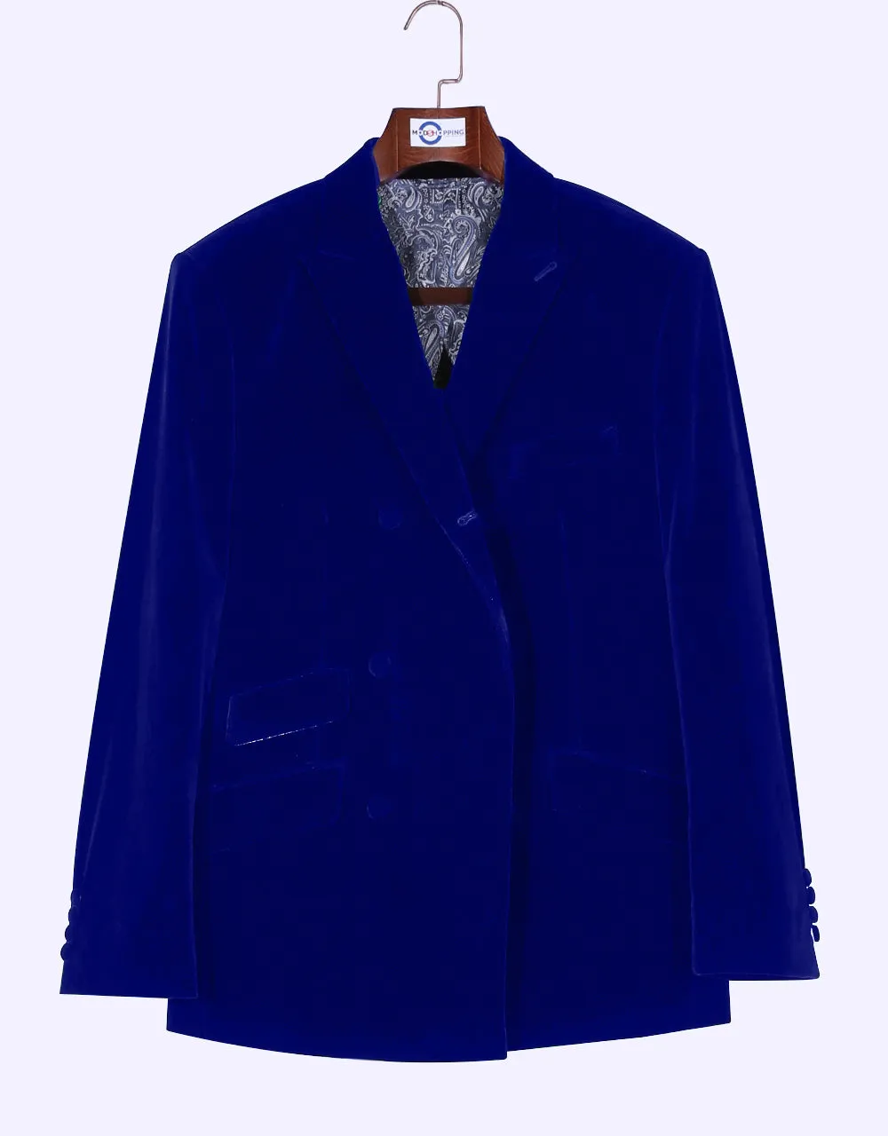 Velvet Jacket - Blue Double Breasted Jacket