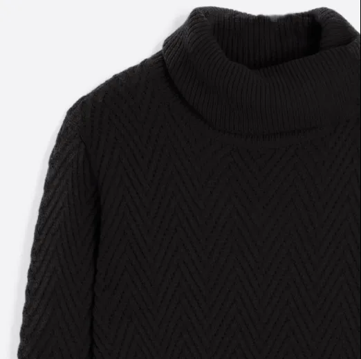 Vilagallo Turtleneck Sweater Black Herringbone