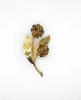 Vintage Domed Golden Floral Brooch