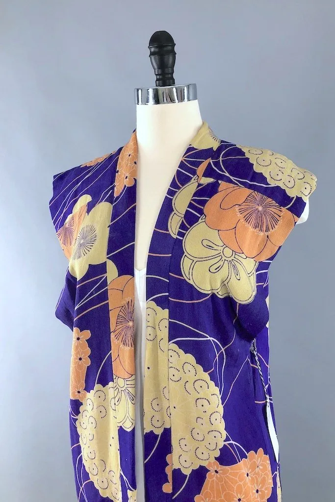 Vintage Purple Silk Kimono Vest