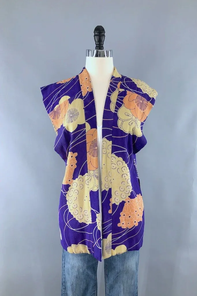 Vintage Purple Silk Kimono Vest