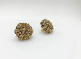 Vintage Vogue Rhinestone Cluster Clip on Earrings