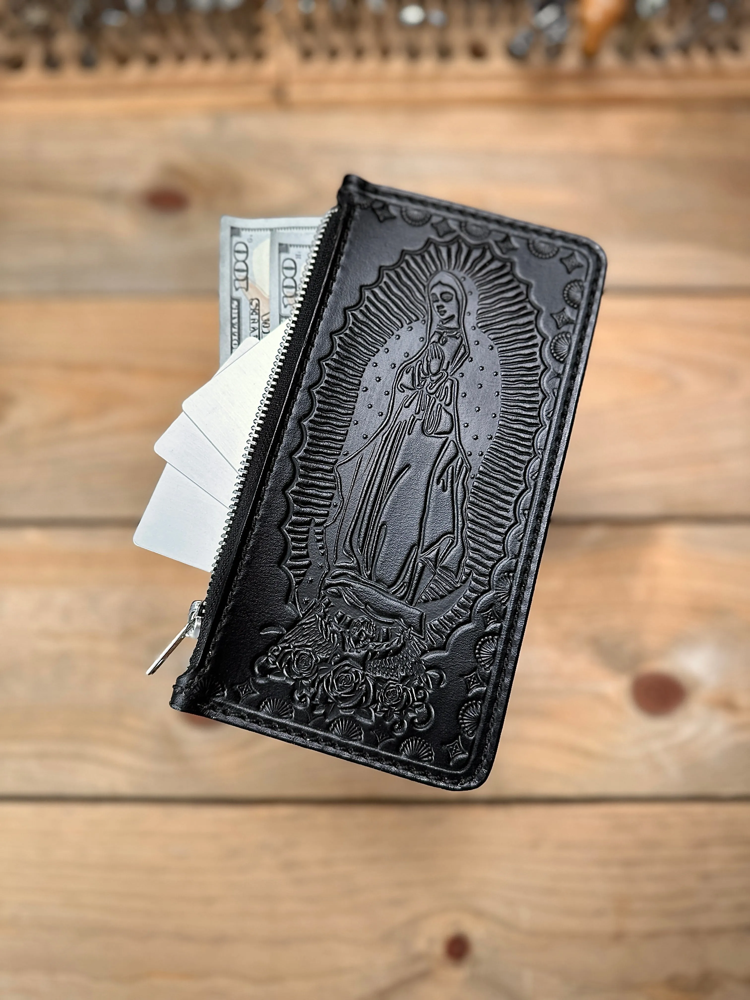 Virgin Mary / San Judas Long Zipper Pouch Wallet