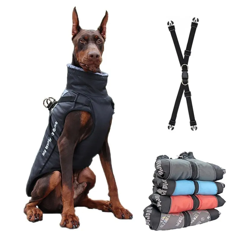 Warm & Waterproof Winter Jacket for Dogs with Built-in Harness