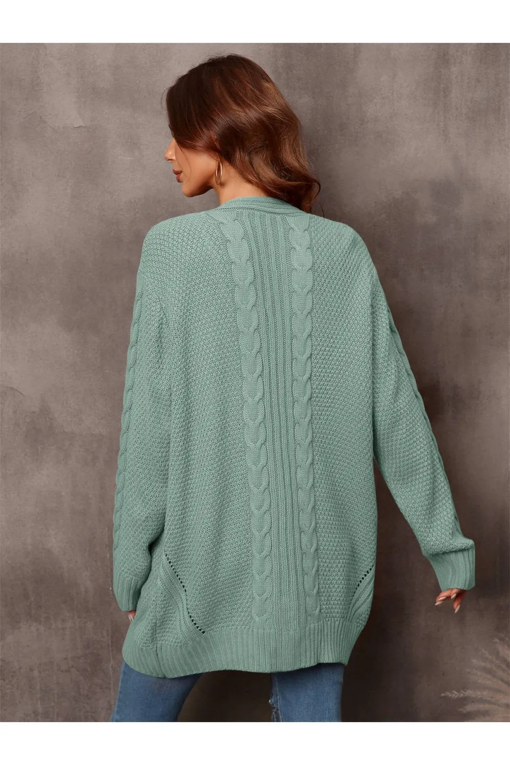 Warm Fall Mixed Knit Open Front Longline Cardigan