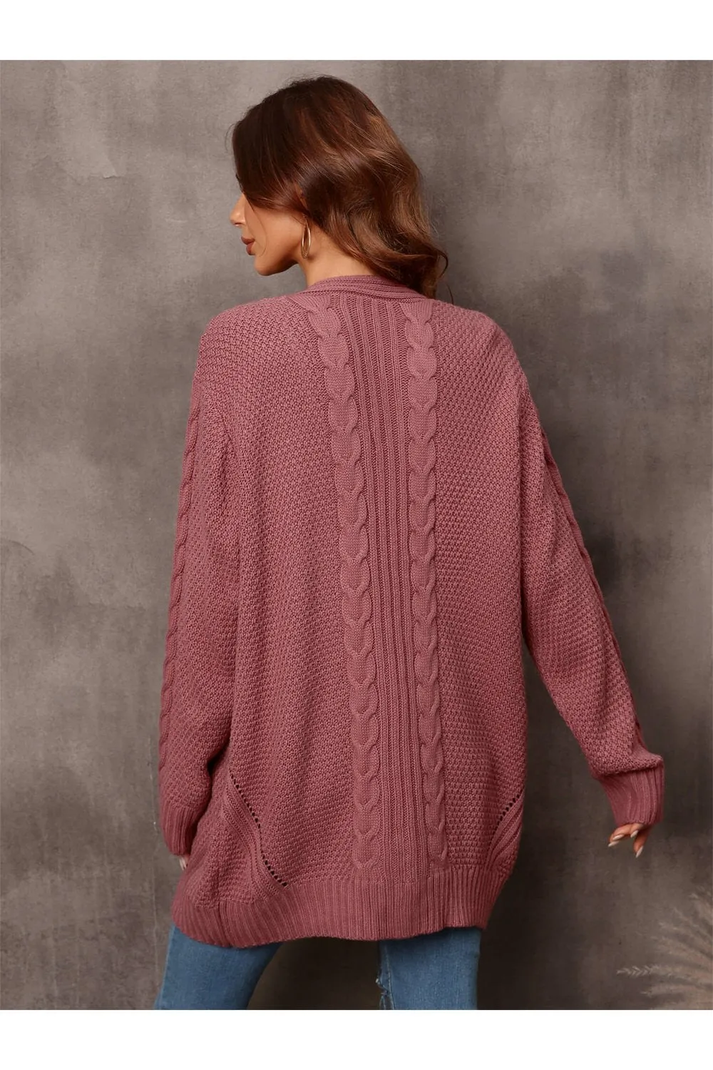 Warm Fall Mixed Knit Open Front Longline Cardigan