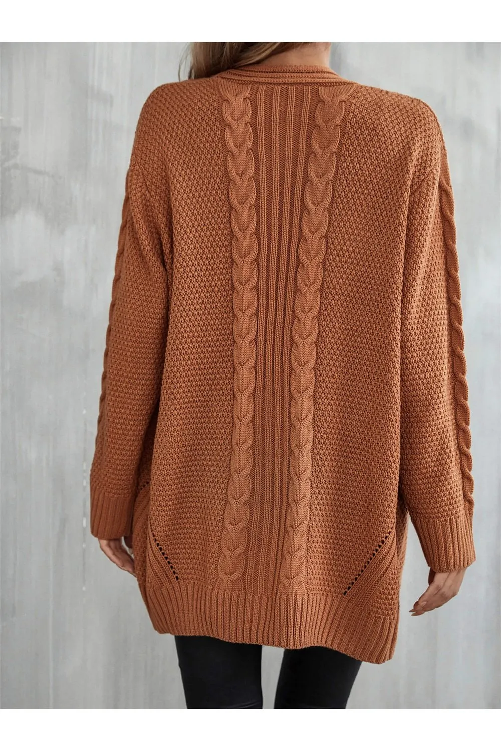 Warm Fall Mixed Knit Open Front Longline Cardigan