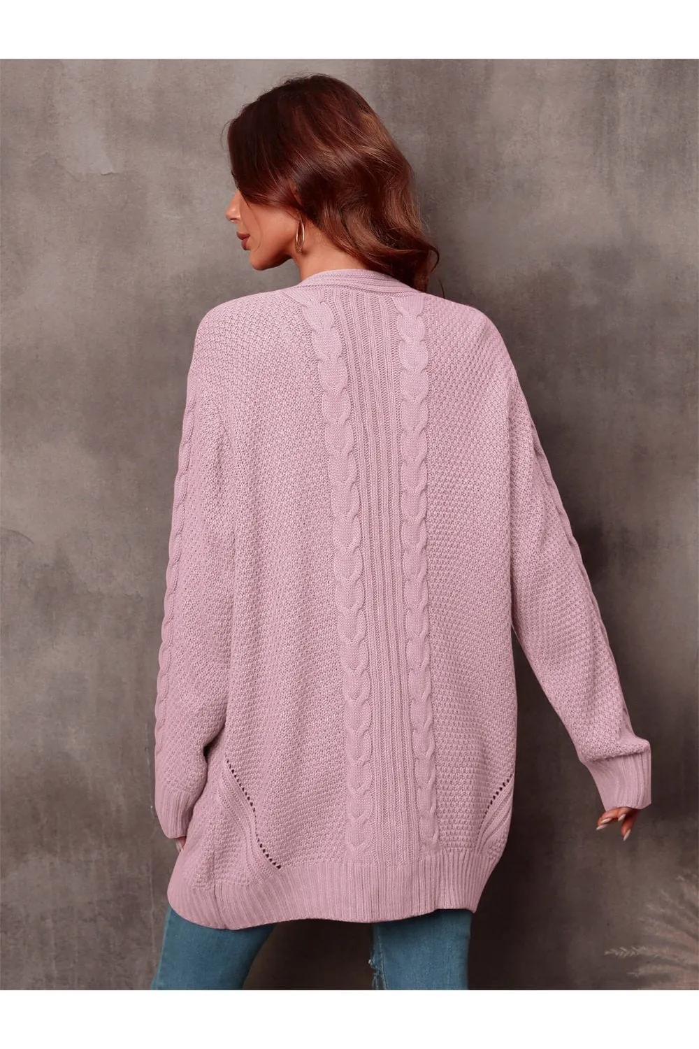 Warm Fall Mixed Knit Open Front Longline Cardigan